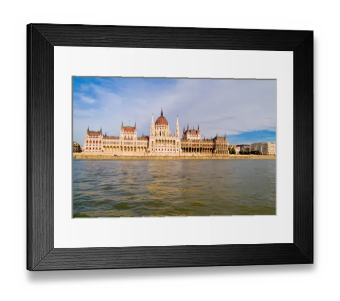 Framed Print : Cruise river taken from ship of Danube River and Parliament in Budapest Hungary