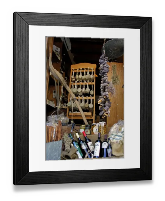 Framed Print : Europe, Greece, Peloponnese, Monemvasia. Store front Framed Print : Europe, Greece, Peloponnese, Monemvasia. Store front