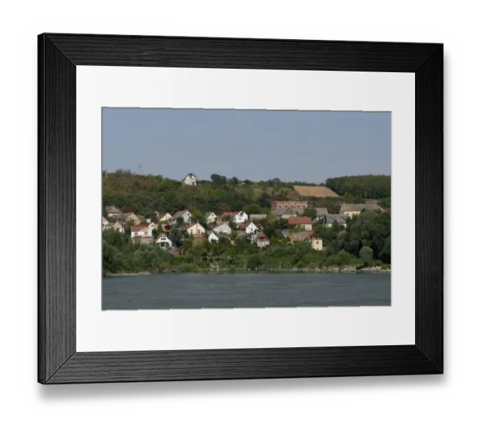 Framed Print : Hungary. Danube River view near Kalocsa. Typical homes and small vineyard Framed Print : Hungary. Danube River view near Kalocsa. Typical homes and small vineyard