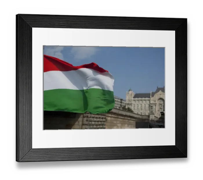 Framed Print : Hungary, capital city of Budapest. Hungarian flag in front of historic building Framed Print : Hungary, capital city of Budapest. Hungarian flag in front of historic building