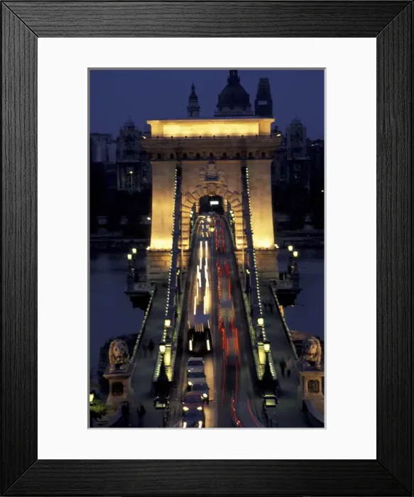 Framed Print : Europe, Hungary, Budapest chain bridge