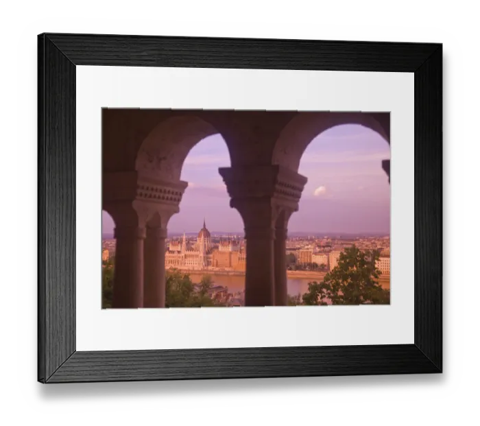 Framed Print : View from Fishermens Bastion next to Matyas Church, Castle Hill, Bude side of Central Budapest