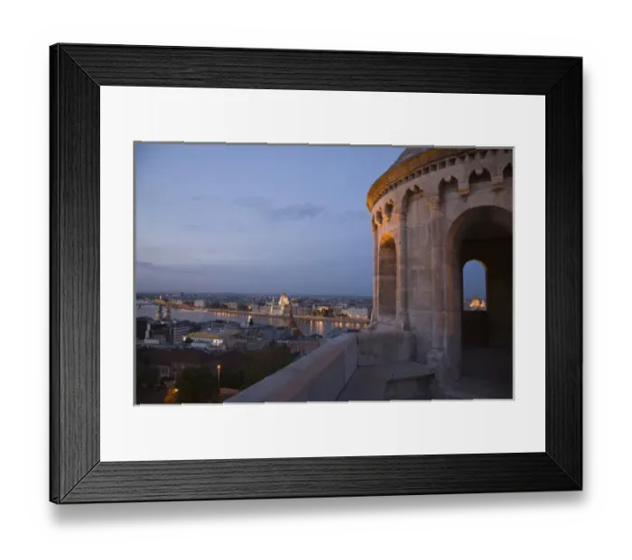Framed Print : View from Fishermens Bastion next to Matyas Church, Castle Hill, Bude side of Central Budapest Framed Print : View from Fishermens Bastion next to Matyas Church, Castle Hill, Bude side of Central Budapest