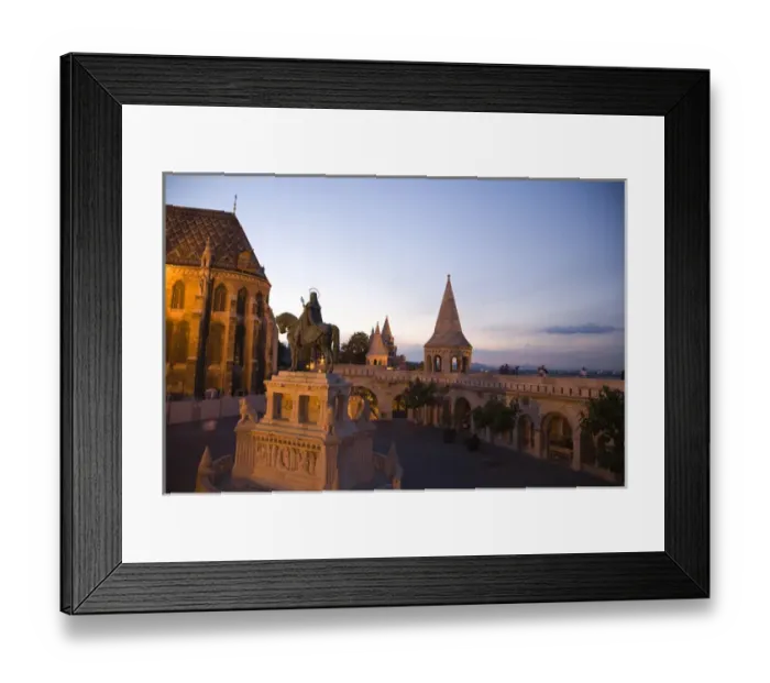 Framed Print : View from Fishermens Bastion next to Matyas Church, Castle Hill, Bude side of Central Budapest