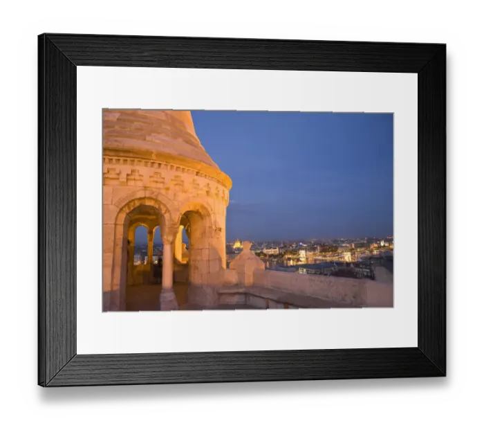 Framed Print : View from Fishermens Bastion next to Matyas Church, Castle Hill, Bude side of Central Budapest Framed Print : View from Fishermens Bastion next to Matyas Church, Castle Hill, Bude side of Central Budapest