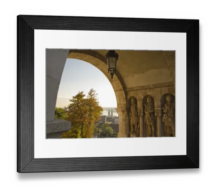 Framed Print : View from Fishermens Bastion next to Matyas Church, Castle Hill, Bude side of Central Budapest Framed Print : View from Fishermens Bastion next to Matyas Church, Castle Hill, Bude side of Central Budapest