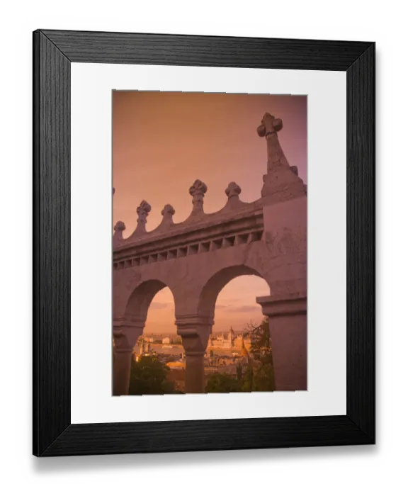 Framed Print : View from Fishermens Bastion next to Matyas Church, Castle Hill, Bude side of Central Budapest Framed Print : View from Fishermens Bastion next to Matyas Church, Castle Hill, Bude side of Central Budapest