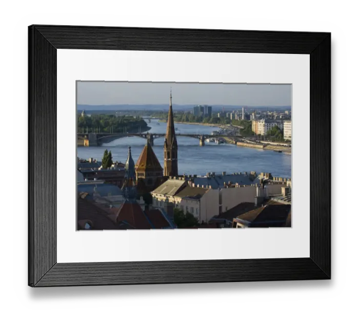 Framed Print : View from Castle Hill of the Margaret Bridge crossing the Danube River, Buda side
