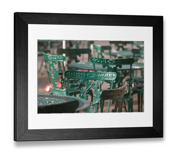Framed Print : HUNGARY-WESTERN TRANSDANUBIA-Sopron: Cafe Chairs  /  Old Town Medieval Town