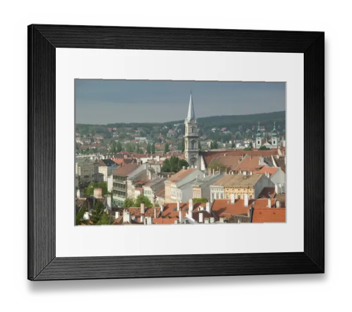 Framed Print : HUNGARY-WESTERN TRANSDANUBIA-Sopron: Town View / Morning Medieval Town on Austrian Framed Print : HUNGARY-WESTERN TRANSDANUBIA-Sopron: Town View / Morning Medieval Town on Austrian