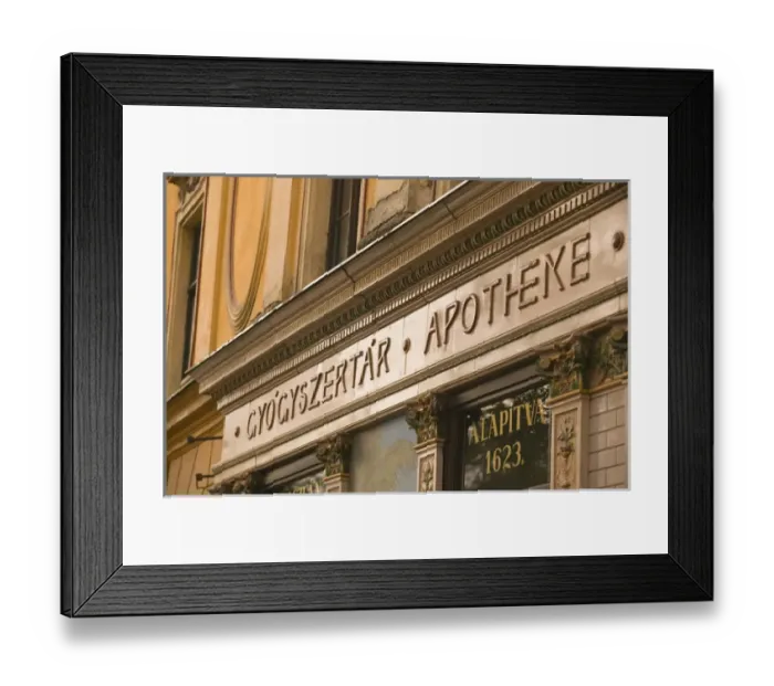 Framed Print : HUNGARY-WESTERN TRANSDANUBIA-Sopron: The Lion Pharmacy (b. 1623) Medieval Town Framed Print : HUNGARY-WESTERN TRANSDANUBIA-Sopron: The Lion Pharmacy (b. 1623) Medieval Town