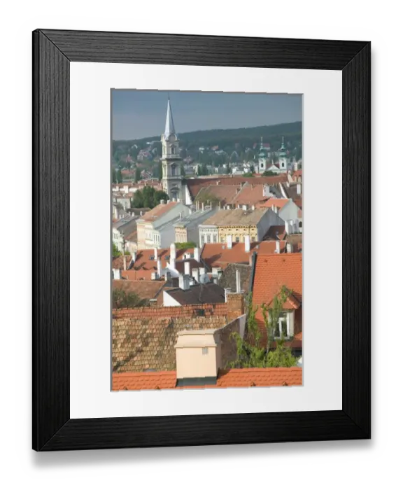 Framed Print : HUNGARY-WESTERN TRANSDANUBIA-Sopron: Town View  /  Morning Medieval Town on Austrian