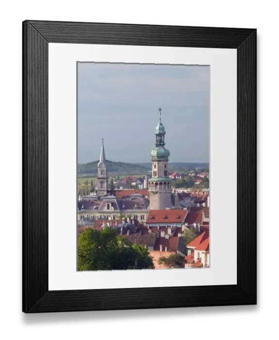 Framed Print : HUNGARY-WESTERN TRANSDANUBIA-Sopron: Town View & Firewatch Tower  /  Morning