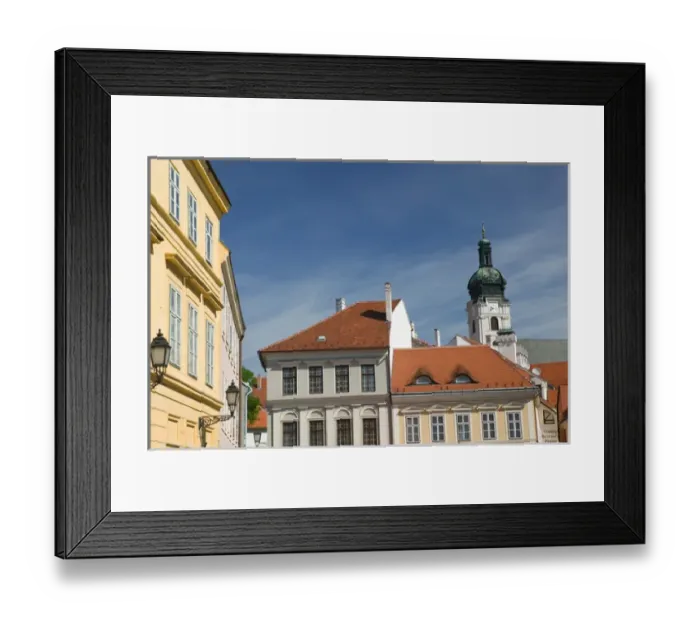 Framed Print : HUNGARY-WESTERN TRANSDANUBIA-Gyor: Becsi Kapu Ter Square View towards Gyor Cathedral