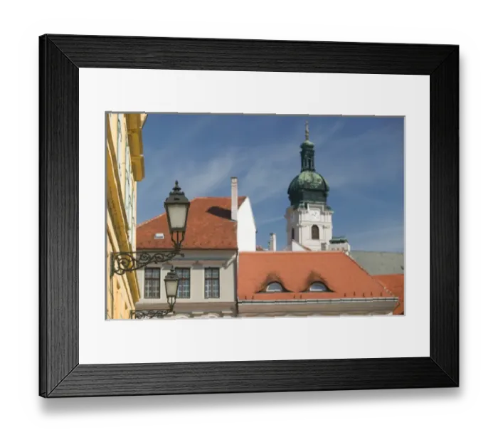 Framed Print : HUNGARY-WESTERN TRANSDANUBIA-Gyor: Becsi Kapu Ter Square View towards Gyor Cathedral