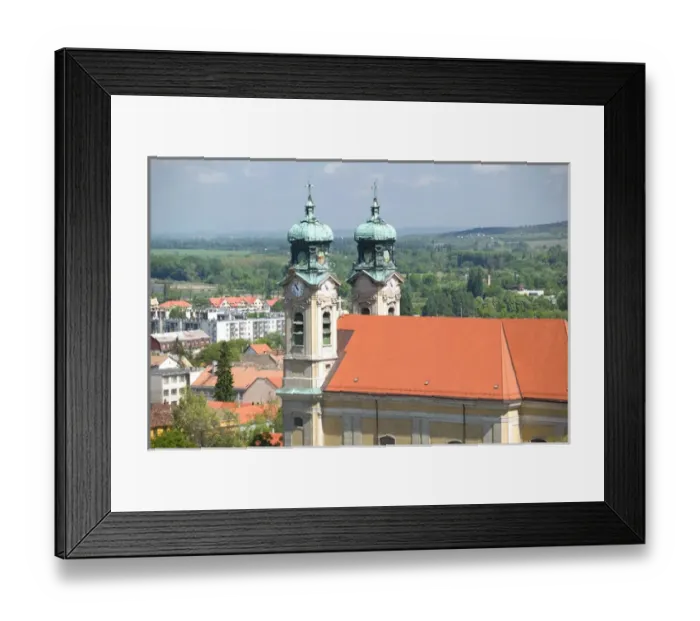 Framed Print : HUNGARY-WESTERN TRANSDANUBIA-Tata: Holy Cross Church from Calvary Hill Lookout Tower Framed Print : HUNGARY-WESTERN TRANSDANUBIA-Tata: Holy Cross Church from Calvary Hill Lookout Tower