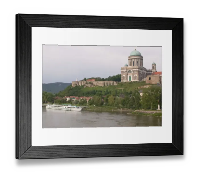 Framed Print : HUNGARY-DANUBE BEND-Estergom: View of Estergom Basilica (b. 1856) & Danube River