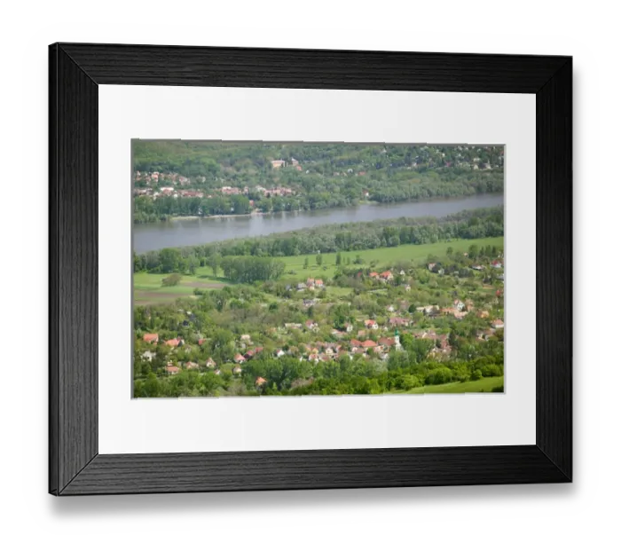 Framed Print : HUNGARY-DANUBE BEND-Kismaros: Danube River Towns of Kismaros & Kisorosz from Nagy