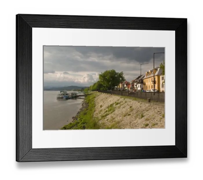 Framed Print : HUNGARY-DANUBE BEND-Vac: Liszt Ference sitany  /  Danube Riverfront