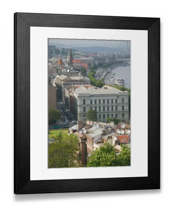 Framed Print : HUNGARY-Budapest: Buda  /  Castle Hill View of- Lower Buda Waterfront around Clark Adam ter