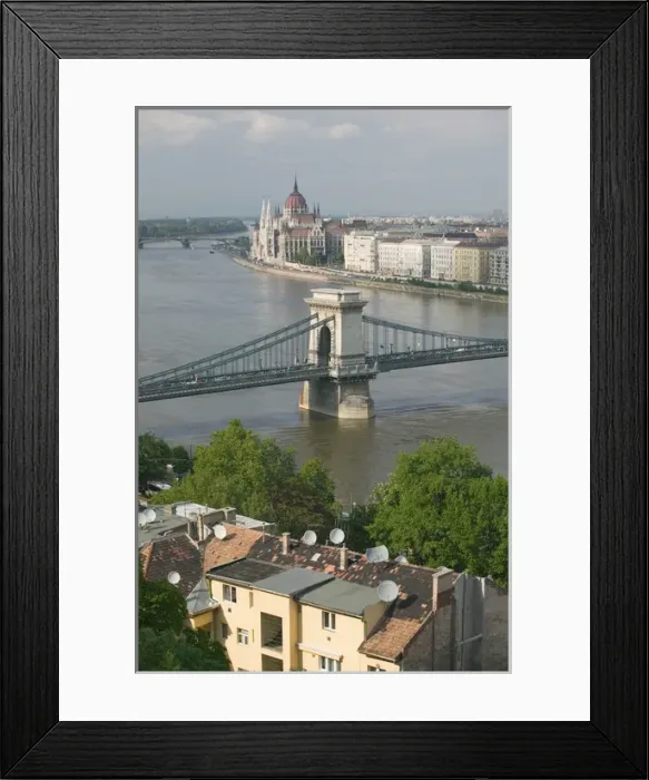 Framed Print : HUNGARY-Budapest: Buda  /  Castle Hill View of- Danube River, Szechenyi (Chain)