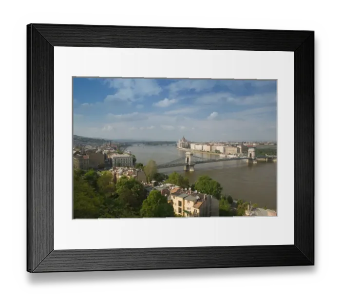 Framed Print : HUNGARY-Budapest: Buda / Castle Hill View of- Danube River, Szechenyi (Chain) Framed Print : HUNGARY-Budapest: Buda / Castle Hill View of- Danube River, Szechenyi (Chain)