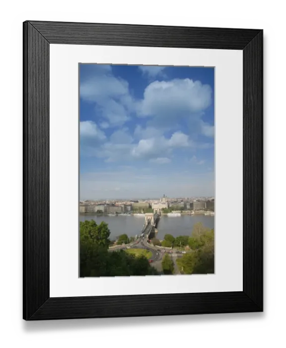Framed Print : HUNGARY-Budapest: Buda / Castle Hill View of- Danube River, Szechenyi (Chain) Framed Print : HUNGARY-Budapest: Buda / Castle Hill View of- Danube River, Szechenyi (Chain)