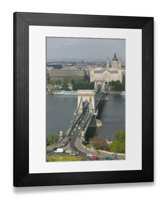 Framed Print : HUNGARY-Budapest: Buda / Castle Hill View of- Danube River, Szechenyi (Chain) Framed Print : HUNGARY-Budapest: Buda / Castle Hill View of- Danube River, Szechenyi (Chain)
