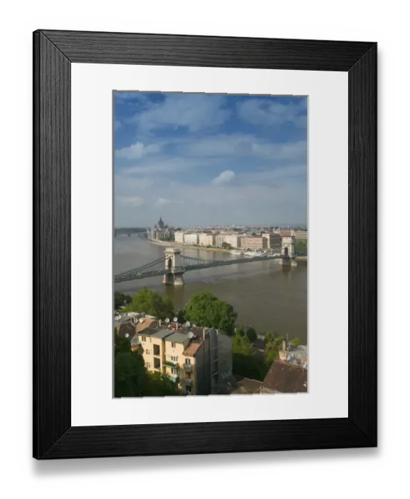 Framed Print : HUNGARY-Budapest: Buda / Castle Hill View of- Danube River, Szechenyi (Chain) Framed Print : HUNGARY-Budapest: Buda / Castle Hill View of- Danube River, Szechenyi (Chain)