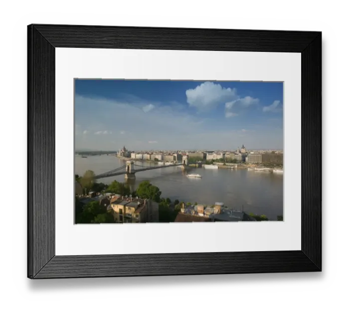 Framed Print : HUNGARY-Budapest: Buda / Castle Hill View of- Danube River, Szechenyi (Chain) Framed Print : HUNGARY-Budapest: Buda / Castle Hill View of- Danube River, Szechenyi (Chain)