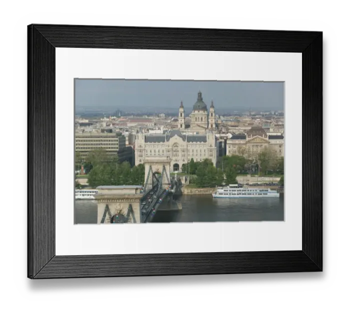 Framed Print : HUNGARY-Budapest: Buda  /  Castle Hill View of- Gresham Palce & St. Stephen s