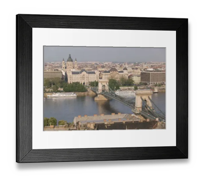 Framed Print : HUNGARY-Budapest: Buda  /  Castle Hill View of- Danube River & Szechnyi (Chain)