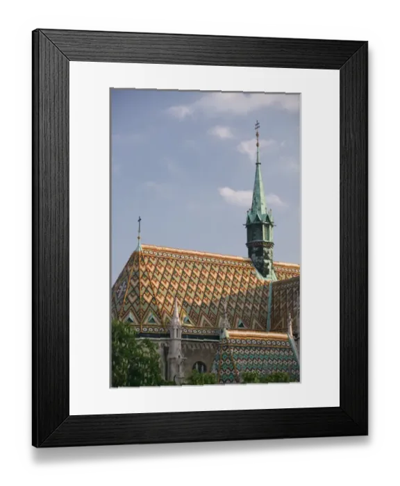 Framed Print : HUNGARY-Budapest: Buda / Castle Hill - Matthais Church (b. 1896) Roof Detail Framed Print : HUNGARY-Budapest: Buda / Castle Hill - Matthais Church (b. 1896) Roof Detail