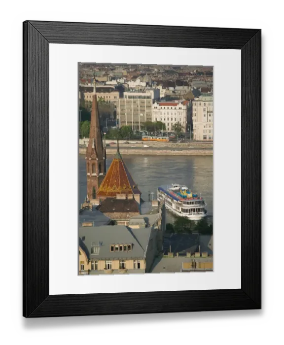 Framed Print : HUNGARY-Budapest: Buda / Castle Hill View of- Danube River, Calvanist Church Framed Print : HUNGARY-Budapest: Buda / Castle Hill View of- Danube River, Calvanist Church