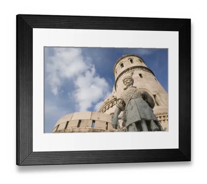 Framed Print : HUNGARY-Budapest: Buda  /  Castle Hill- Fishermans Bastion & statue of Janos