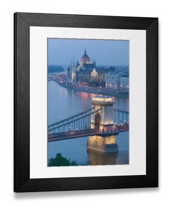 Framed Print : HUNGARY-Budapest: Szechenyi (Chain) Bridge, Parliament & Danube River from Castle Hill Framed Print : HUNGARY-Budapest: Szechenyi (Chain) Bridge, Parliament & Danube River from Castle Hill