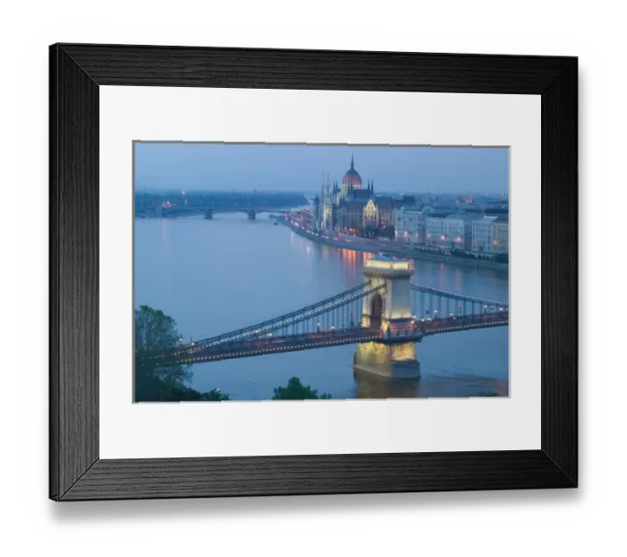 Framed Print : HUNGARY-Budapest: Szechenyi (Chain) Bridge, Parliament & Danube River from Castle Hill Framed Print : HUNGARY-Budapest: Szechenyi (Chain) Bridge, Parliament & Danube River from Castle Hill