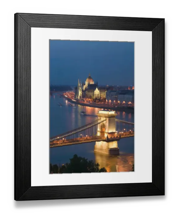 Framed Print : HUNGARY-Budapest: Szechenyi (Chain) Bridge, Parliament & Danube River from Castle Hill Framed Print : HUNGARY-Budapest: Szechenyi (Chain) Bridge, Parliament & Danube River from Castle Hill