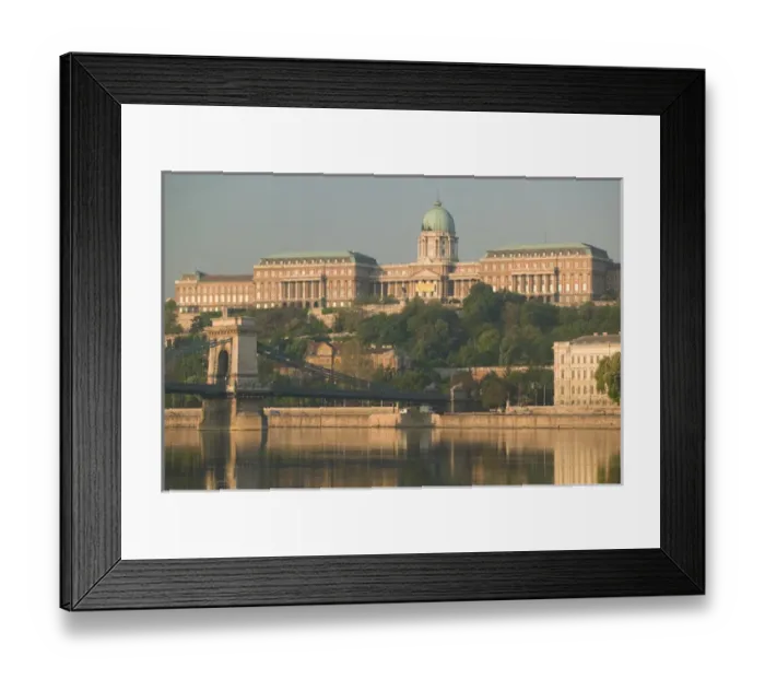 Framed Print : HUNGARY-Budapest: Szechenyi (Chain) Bridge, National Gallery & Danube River / Morning Framed Print : HUNGARY-Budapest: Szechenyi (Chain) Bridge, National Gallery & Danube River / Morning