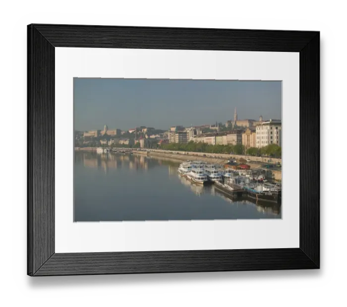 Framed Print : HUNGARY-Budapest: View of Danube Riverfront (Buda) & Riverboats from Margit Bridge Framed Print : HUNGARY-Budapest: View of Danube Riverfront (Buda) & Riverboats from Margit Bridge
