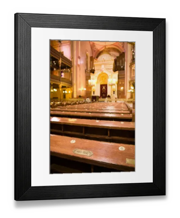 Framed Print : HUNGARY-Budapest: The Great Synagogue - Biggest in Europe Interior - Pew Detail Framed Print : HUNGARY-Budapest: The Great Synagogue - Biggest in Europe Interior - Pew Detail