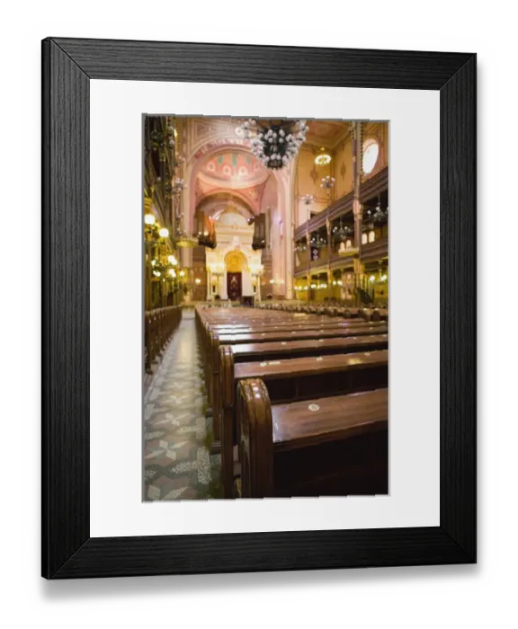 Framed Print : HUNGARY-Budapest: The Great Synagogue - Biggest in Europe Interior - Pew Detail