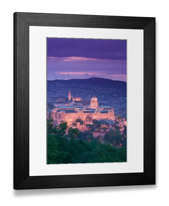 Framed Print : HUNGARY-Budapest: Evening View of Castle Hill from Gellert Hill