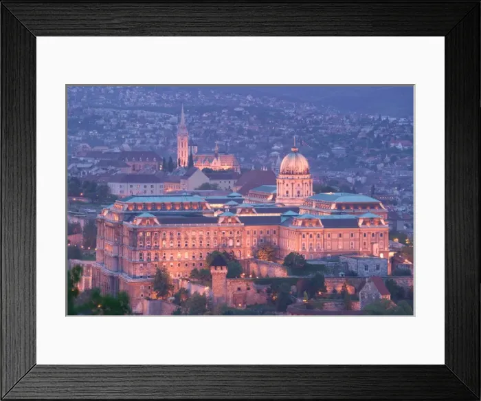 Framed Print : HUNGARY-Budapest: Evening View of Castle Hill from Gellert Hill