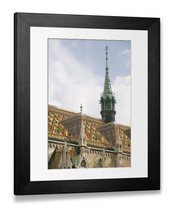 Framed Print : HUNGARY-Budapest: Castle Hill: Roof Detail / Matthais Church Framed Print : HUNGARY-Budapest: Castle Hill: Roof Detail / Matthais Church