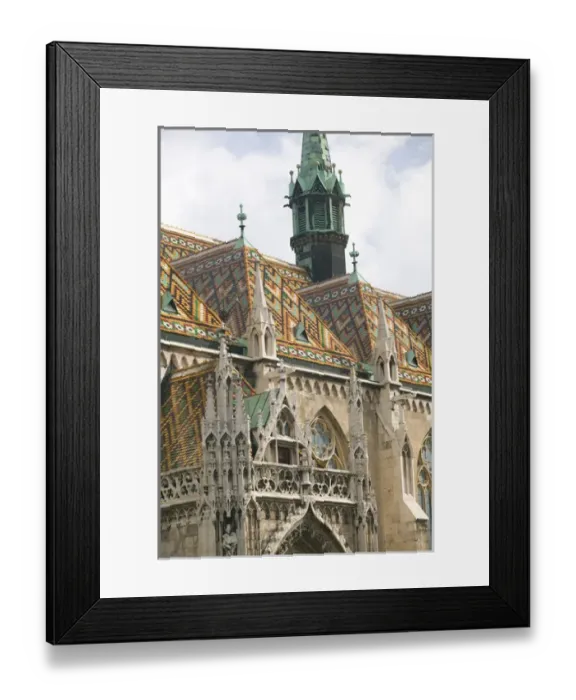 Framed Print : HUNGARY-Budapest: Castle Hill: Roof Detail / Matthais Church Framed Print : HUNGARY-Budapest: Castle Hill: Roof Detail / Matthais Church