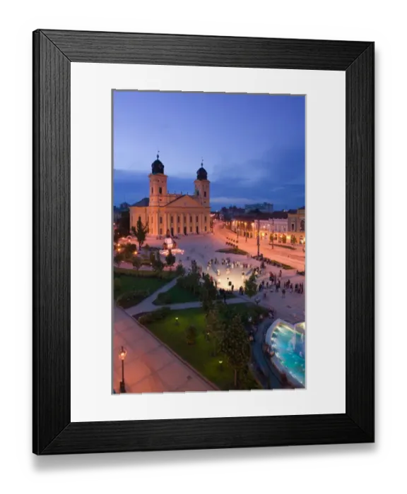 Framed Print : HUNGARY-Eastern Plain- DEBRECEN: Kalvin ter Square - evening overview with Great Framed Print : HUNGARY-Eastern Plain- DEBRECEN: Kalvin ter Square - evening overview with Great