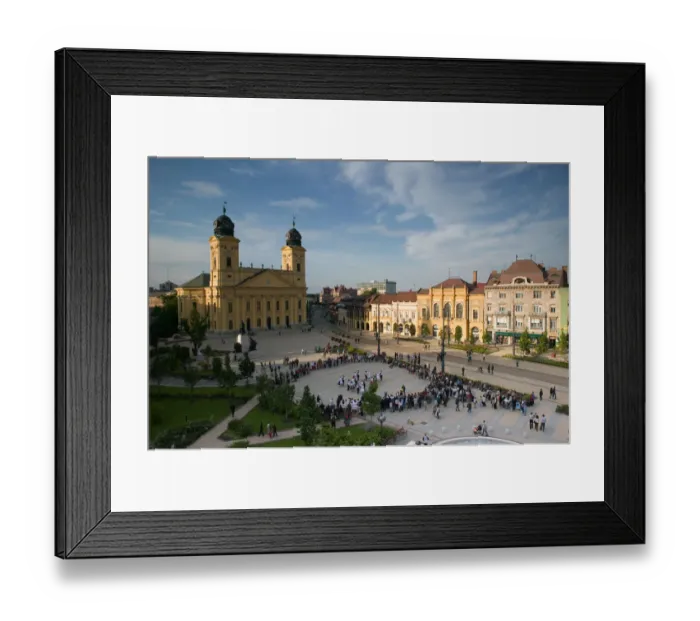 Framed Print : HUNGARY-Eastern Plain- DEBRECEN: Kalvin ter Square - late afternoon overview with