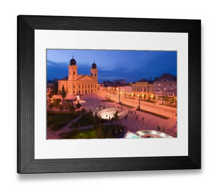 Framed Print : HUNGARY-Eastern Plain- DEBRECEN: Kalvin ter Square - evening overview with Great Framed Print : HUNGARY-Eastern Plain- DEBRECEN: Kalvin ter Square - evening overview with Great