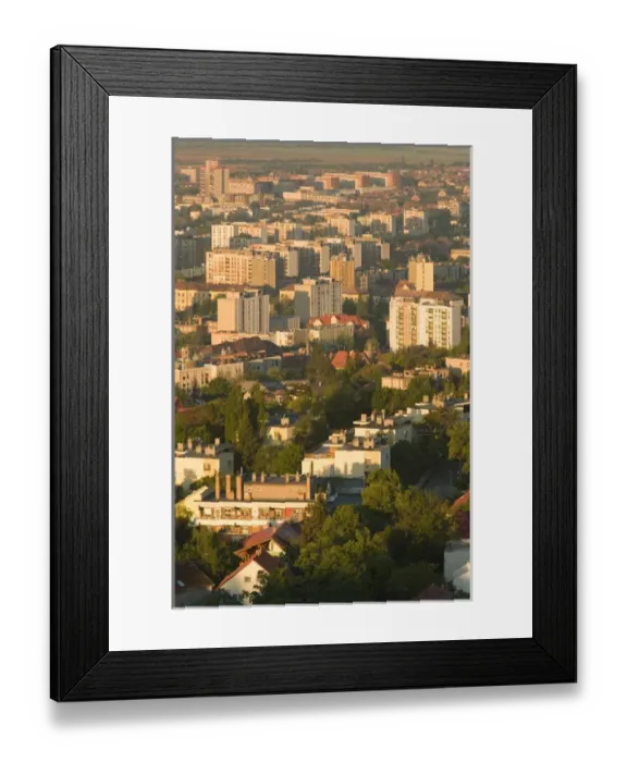Framed Print : HUNGARY-Southern Transdanubia-PECS: Town View & New Housing Towers from Northern